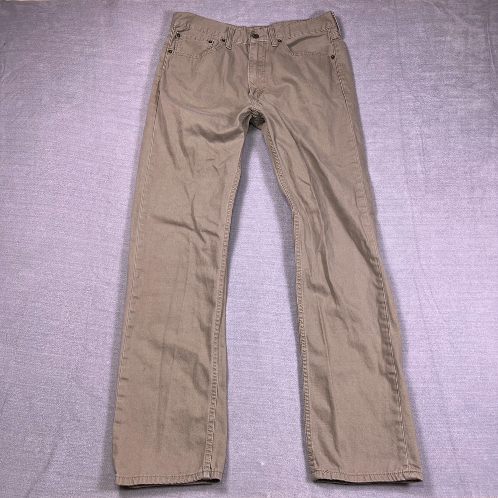Levi's 505 Mens Tan Khaki Low Rise Regular Fit Straight Leg Jeans Size W34xL34
